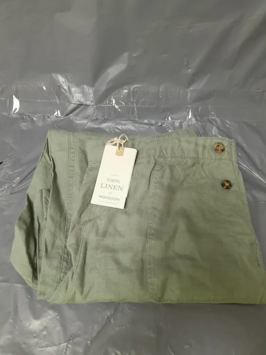 MONSOON HARPER LINEN TROUSERS KHAKI SIZE MEDIUM