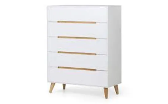 BOXED ALICIA 5 DRAWER 90CM WIDE CHEST MATTE WHITE (2 BOXES)