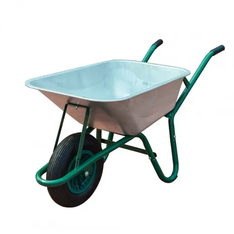 BOXED NEO WHEELBARROW HOME GARDEN CART GALVANISED WITH PNEUMATIC TYRE (85L) SILVER (1 BOX)