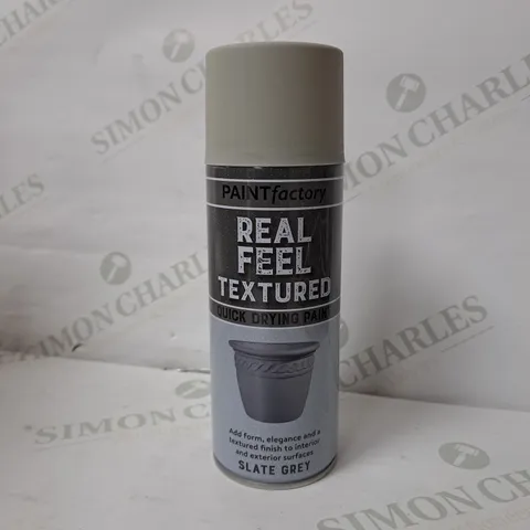 APPROXIMATELY 12 PAINT FACTORY REAL FEEL TEXTURED SPRAY PAINT IN SLATE GREY 400ML 