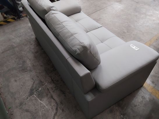 DESIGNER LIGHT GREY LEATHER 2 SEATER SOFA