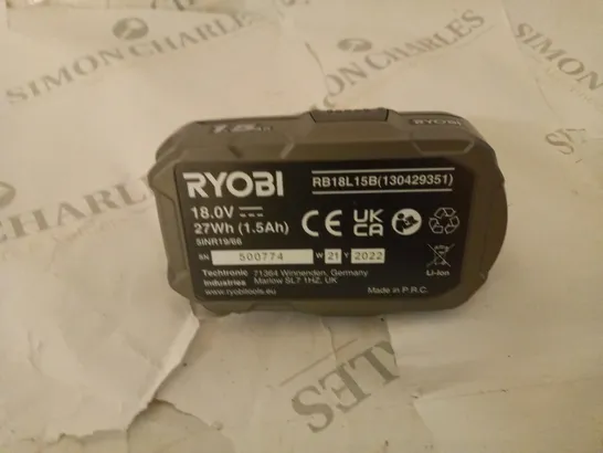 RYOBI 18 VOLT BATTERY PACK FOR POWER TOOLS - MODEL RB18L15B