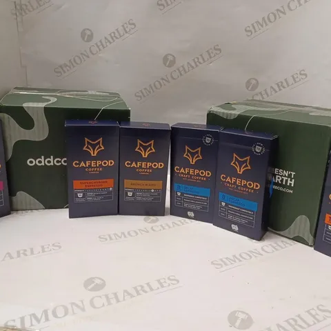 LOT OF APPROXMATELY 8 ITEMS TO INCLUDE 2 BOXES OF 100 NESPRESSO COMPATIBLE PODS, CAFEPOD CRAFT COFFEE DECAF ESPRESSO (10 PODS), CAFEPOD CRAFT COFFEE DAILY GRIND (10 PODS), ETC