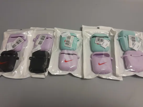 LOT OF 5 2-PACKS OF AIRPOD COVERS WITH NIKE SWOOSH BRANDING - SJBST06 MG+LP