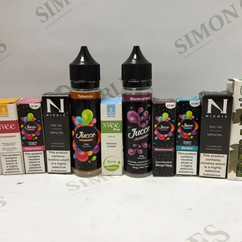 LOT OF APPROX 30 ASSORTED E-CIGARETTE LIQUIDS IN VARIOUS STRENGTHS AND FLAVOURS 