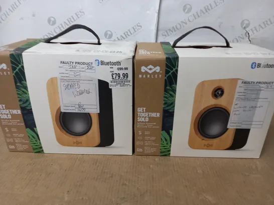 LOT OF 2 BOXED MARLEY GET TOGETHER SOLO PORTABLE BLUETOOTH SPEAKERS