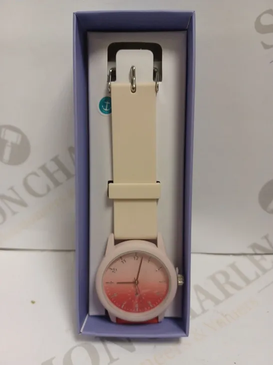 AVON PEACH WATCH WITH RUBBER STRAP