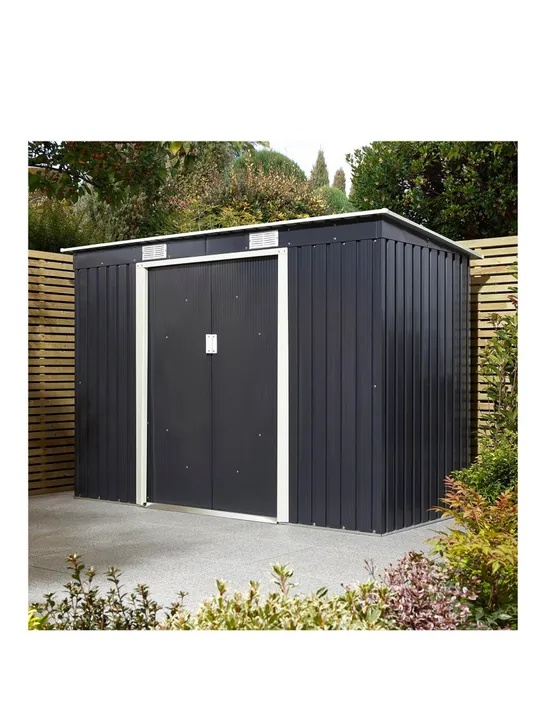 BOXED 8 X 4 TRENTVALE PENT METAL SHED DARK GREY (1 BOX)