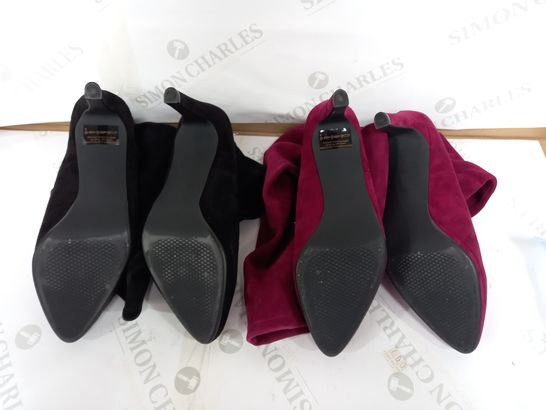 TWO PAIRS OF PETER KAISER THIGH BOOTS - BLACK AND PURPLE SIZE 7