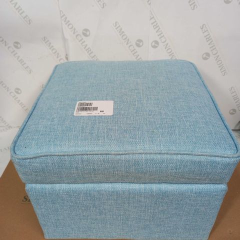 ALISON CORK SKY BLUE SQUARE STORAGE STOOL (SMALL) WITH WOODEN LEGS