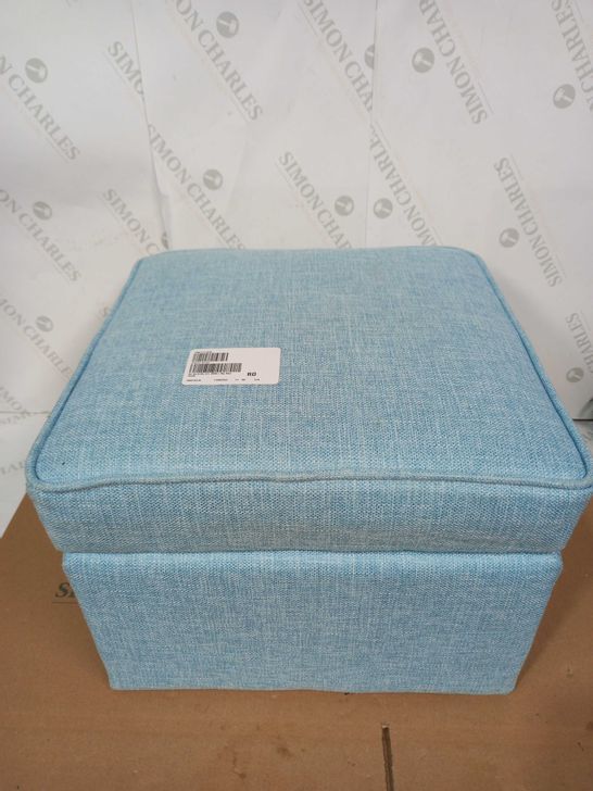 ALISON CORK SKY BLUE SQUARE STORAGE STOOL (SMALL) WITH WOODEN LEGS