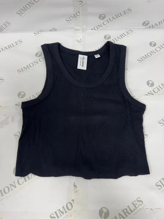 COLLUSION RIB VEST TOP IN BLACK SIZE 12