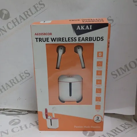 BOXED AKAI A61058COR TRUE WIRELESS EARPHONES 