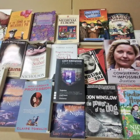 LARGE QUANTITY OF ASSORTED BOOKS TO INCLUDE MAURICE KEEN MEDIEVAL EUROPE, CONQUERING THE IMPOSSIBLE, DON WINSLOW THE POWER OF THE DOG AND VARIOUS CHILDREN'S BOOKS