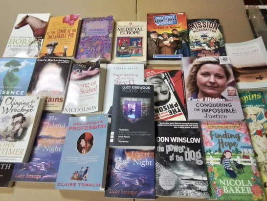 LARGE QUANTITY OF ASSORTED BOOKS TO INCLUDE MAURICE KEEN MEDIEVAL EUROPE, CONQUERING THE IMPOSSIBLE, DON WINSLOW THE POWER OF THE DOG AND VARIOUS CHILDREN'S BOOKS