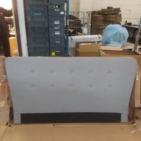 BOXED KINGSIZED FABRIC HEADBOARD - GREY