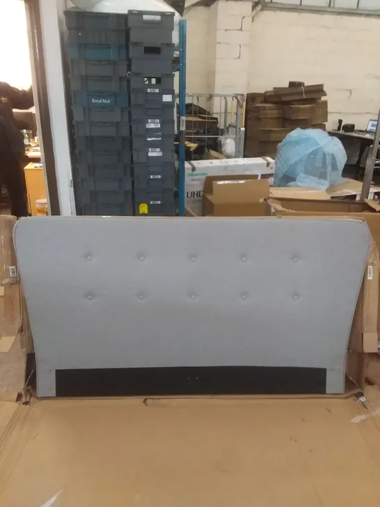 BOXED KINGSIZED FABRIC HEADBOARD - GREY