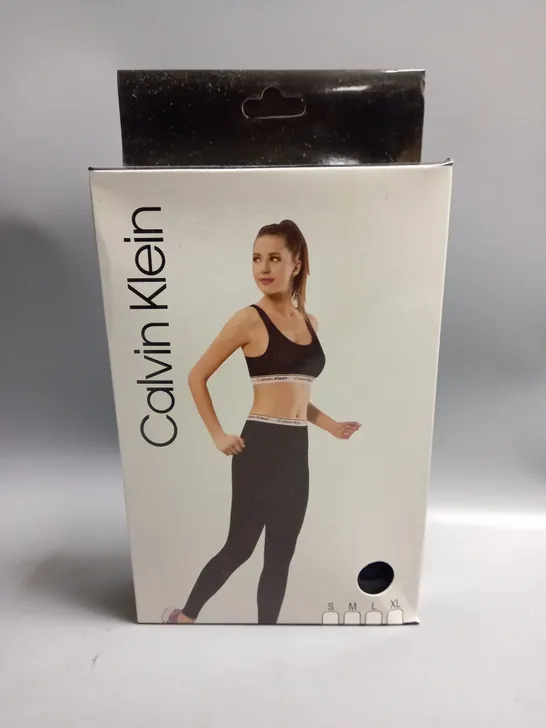 BOXED CALVIN KLEIN LADIES LEGGINGS AND CROP TOP SET BLACK LARGE