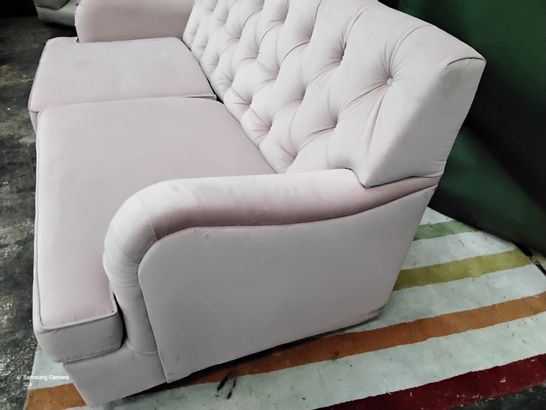 DESIGNER FOXCOTE THREE SEATER METAL ACTION SOFA BED PINK PLUSH FABRIC 