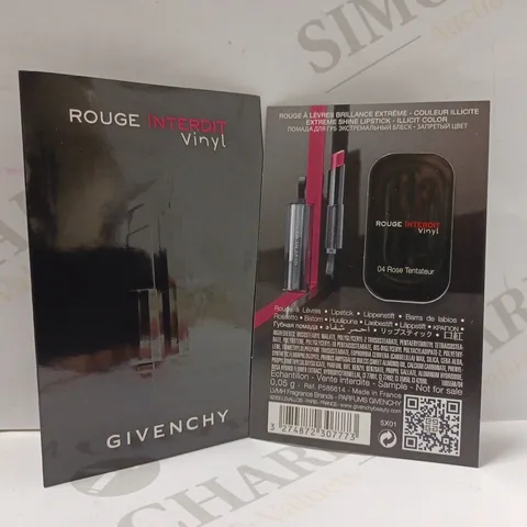 BOX OF APPROX 50 X GIVENCHY ROUGE INTERDIT VINYL EXTREME SHINE LIPSTICK #04 ROSE TENTATEUR TESTERS