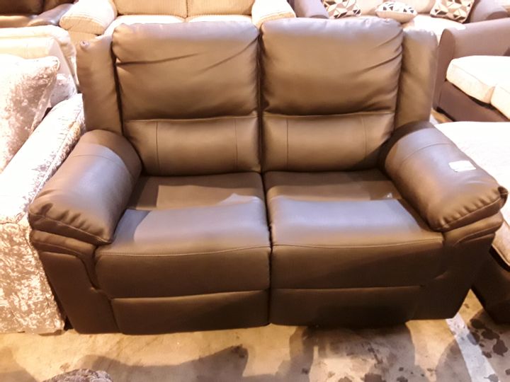 brown leather manual reclining sofa