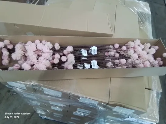 PALLET CONTAINING APPROXIMATELY 60 BOXES OF PINK POM POM STEMS