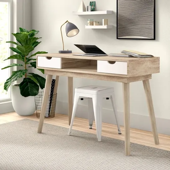 BOXED EMIL DESK IN OAK AND WHITE (1 BOX)