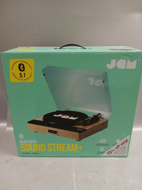 BOXED JAM SOUND STREAM+ BLUETOOTH ENABLED TURNTABLE 