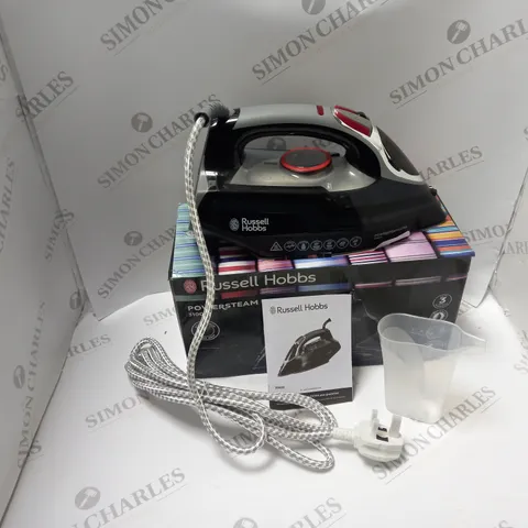 BOXED RUSSELL HOBBS POWERSTEAM ULTRA 3100 WATT IRON, WITH INSTRUCTIONS AND ACCESSORIES