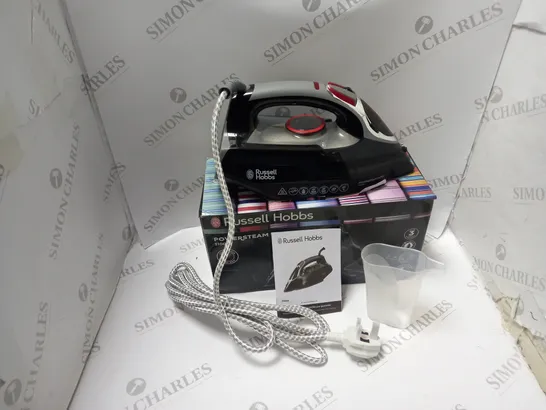 BOXED RUSSELL HOBBS POWERSTEAM ULTRA 3100 WATT IRON, WITH INSTRUCTIONS AND ACCESSORIES