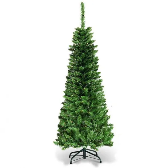 BOXED COSTWAY ARTIFICIAL PENCIL CHRISTMAS TREE WITH LED LIGHTS 