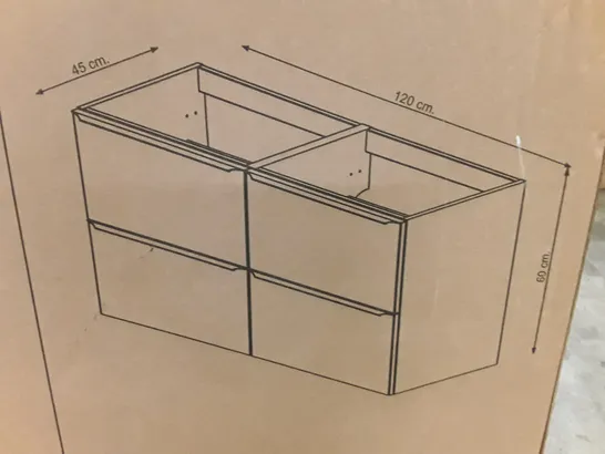 BOXED GOODHOME IMANDRA WALL MOUNTED DOUBLE BASIN CABINET 120×60×45CM