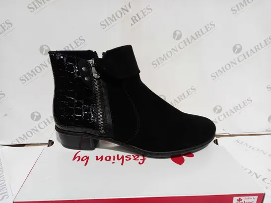 RIEKER CUFF ANKLE BOOT - BLACK - SIZE 7.5