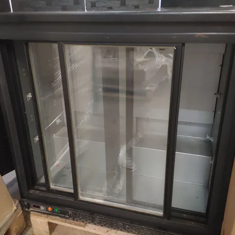 DOUBLE SLIDING DOOR UNDERCOUNTER BOTTLE DISPLAY FRIDGE 