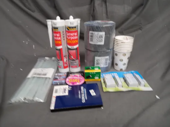 APPROX 20 ASSORTED HOUSEHOLD ITEMS TO INCLUDE SILICONE, TAPE AND GLUE STICKS