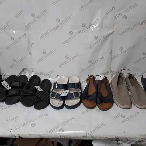 APPROXIMATELY 8 ASSORTED PAIRS OF SHOES TO INCLUDE TRAINERS AND SANDALS IN VARIOUS COLOURS AND SIZES ETC. 