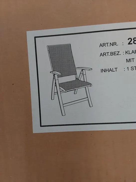 BOXED FOLDING PATIO DINING ARMCHAIR (1 BOX)