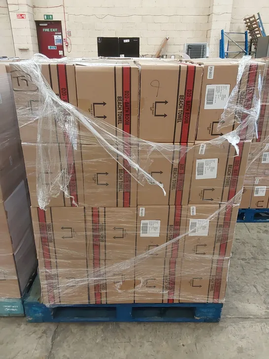 PALLET TO CONTAIN APPROX 48 BOXES OF BRAND NEW UNION JACK BEACH TOWELS - 9 TOWELS PER BOX // SIZE: APPROX 71 X 152cm // COMBINED RRP £2,376.00