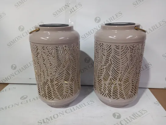 GARDEN REFLECTIONS SET OF 2 PATTERNED SOLAR LANTERNS