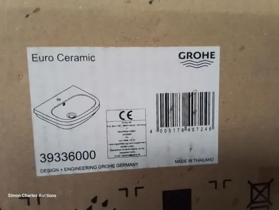 BOXED GROHE EURO CERAMIC SINGLR TAP BASIN & SEMI PEDESTAL (2 BOXES)