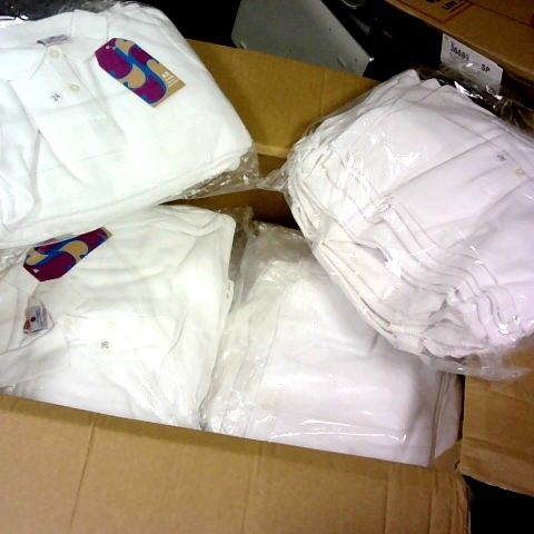 LOT 0F APPROXIMATELY 100 WHITE GIRLS POLO SHIRTS IN VARIOUS SIZES