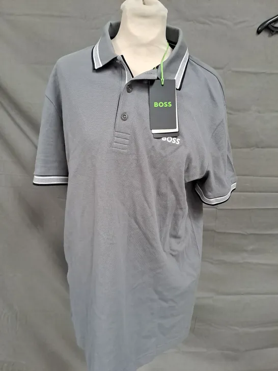 BOSS REGULAR FIT POLO SHIRT IN GREY SIZE L