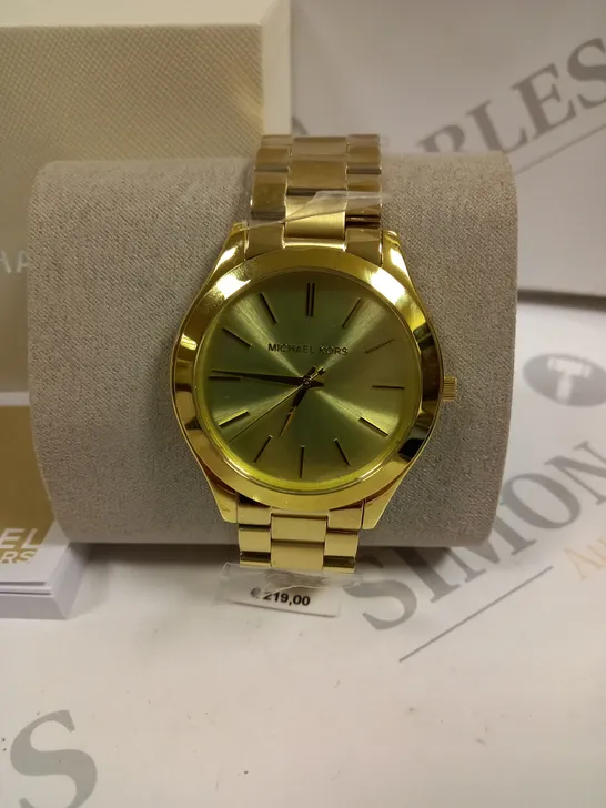 BOXED MICHAEL KORS ALL STAINLESS STEEL WATCH IN GOLD