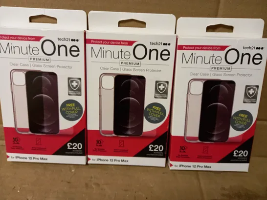 LOT OF 3 MINUTE ONE CLEAR CASES FOR IPHONE 12 PRO MAX