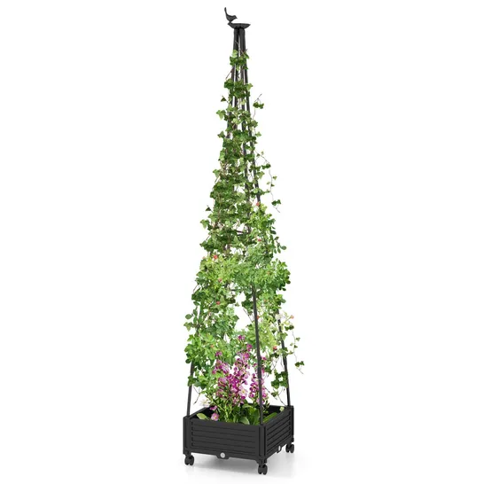 BOXED COSTWAY 206cm GARDEN OBELISK TRELLIS FOR CLIMBING PLANTS - BLACK