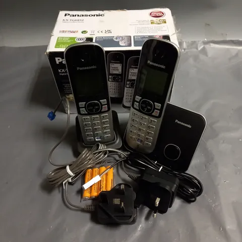 PANASONIC KX-TG6812 DIGITAL CORDLESS PHONE TWIN PACK IN BLACK/SILVER