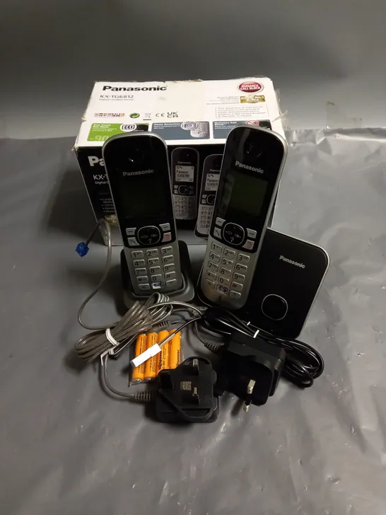 PANASONIC KX-TG6812 DIGITAL CORDLESS PHONE TWIN PACK IN BLACK/SILVER