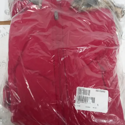 CENTIGRADE DETACHABLE HOOD ZIP UP COAT IN RED - XS