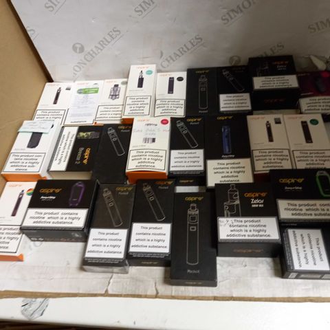 LOT OF APPROXIMATELY 20 E-CIGARATTES TO INCLUDE ASPIRE POCKEX KIT, APSIRE ZELOS 50W KIT ETC.
