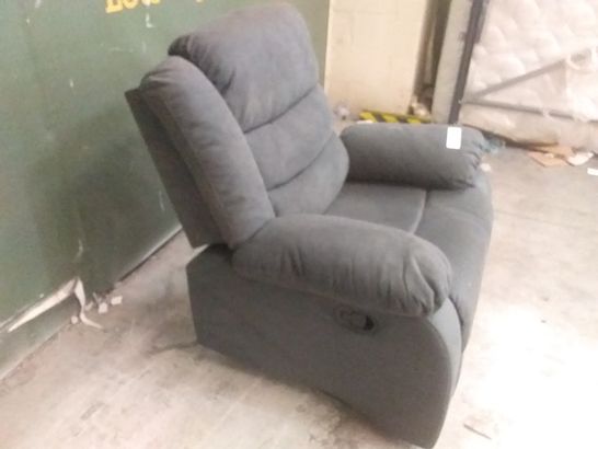DESIGNER CHARCOAL FABRIC MANUAL RECLINING EASY CHAIR
